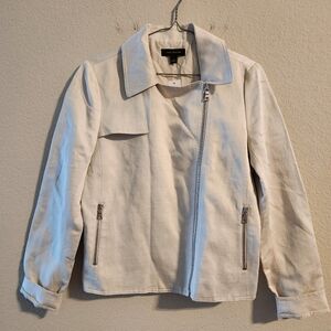 Ann Taylor NWT Women’s Moto Jacket Linen Blend Ivory size 4
